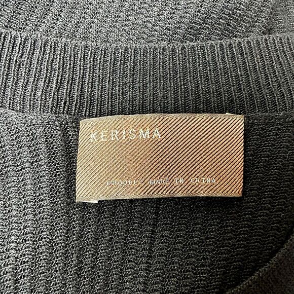 Kerisma Black Batwing Knit Top M / L | Draped Relaxed Fit V-Neck Chic Pullover - Picture 8 of 11